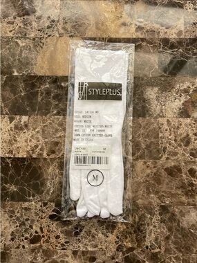 Kids White Cotton Knit band Gloves - Medium